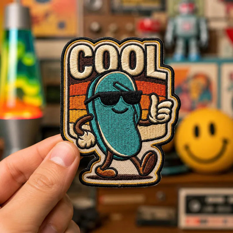 Cool Slipper Embroidered Patch, Retro Flip Flop Iron On Patch, Vintage Cartoon Mascot Badge for Jackets Backpacks, Funny Summer Gift