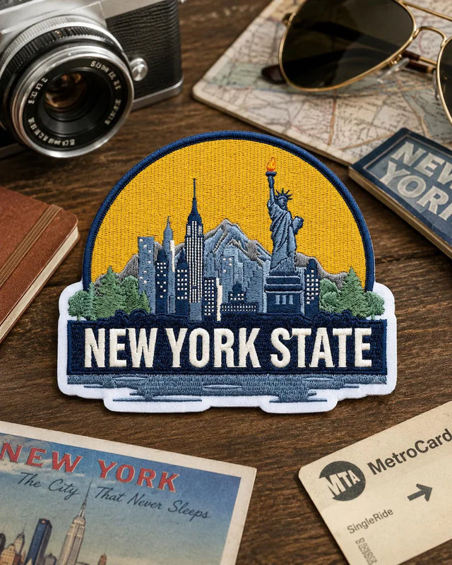 New York State Embroidered Patch, NYC Landscape Iron On Patch, Statue Of Liberty Embroidered Badge, Empire State Travel Jacket Backpack Gift