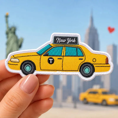 New York City Patch, Vintage Yellow Cab Embroidered NYC Badge, Travel Gift for Backpacker, Denim Jacket DIY