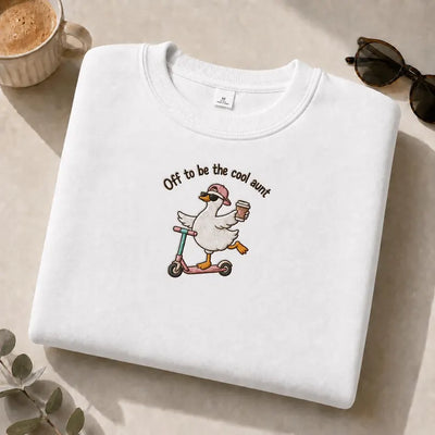 Off To Be Cool Aunt T-Shirt, Funny Aunt Goose Embroidered shirt, Gift for Aunt, Aunt Gift, Pregnancy Announcement for Sister, Future Aunt