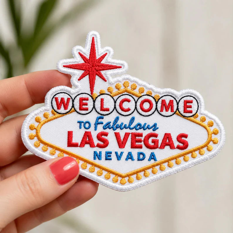 Welcome to Las Vegas Embroidered Patch, Retro Nevada Sign Embroidered Badge, West Coast Travel Gift, Denim Jacket DIY
