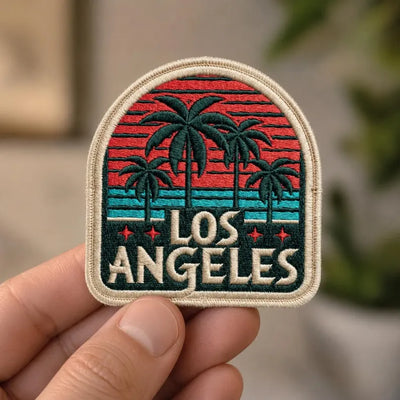 Vintage Los Angeles Embroidered Patch, Retro Sunset Palm Trees California Badge, West Coast Travel Souvenir, Denim Jacket DIY