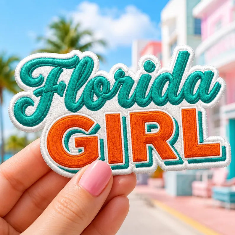 Florida Girl Embroidered Patch, Retro Florida Iron On Badge, Sunshine State, Gift For Friend Her