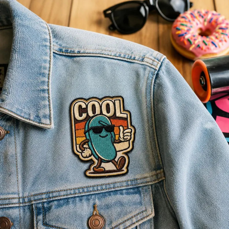 Cool Slipper Embroidered Patch, Retro Flip Flop Iron On Patch, Vintage Cartoon Mascot Badge for Jackets Backpacks, Funny Summer Gift