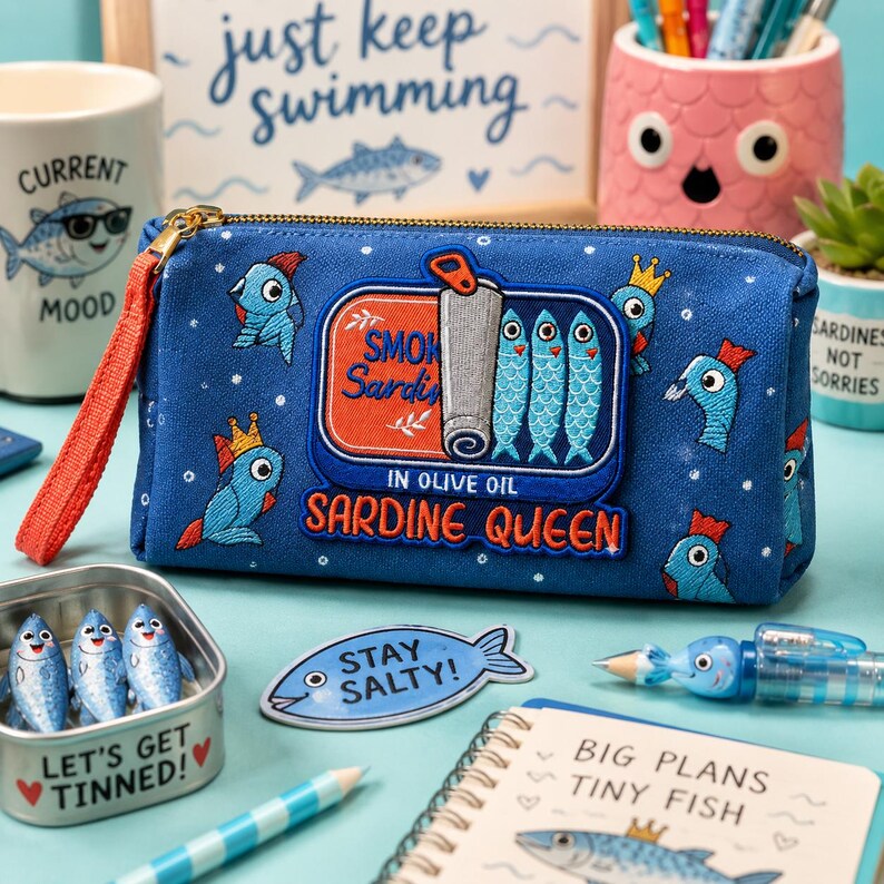 Sardine Queen Embroidered Patch, Vintage Smoked Tinned Fish Iron On Patches, Funny Gift for Her, Retro Badge Jacket Backpack
