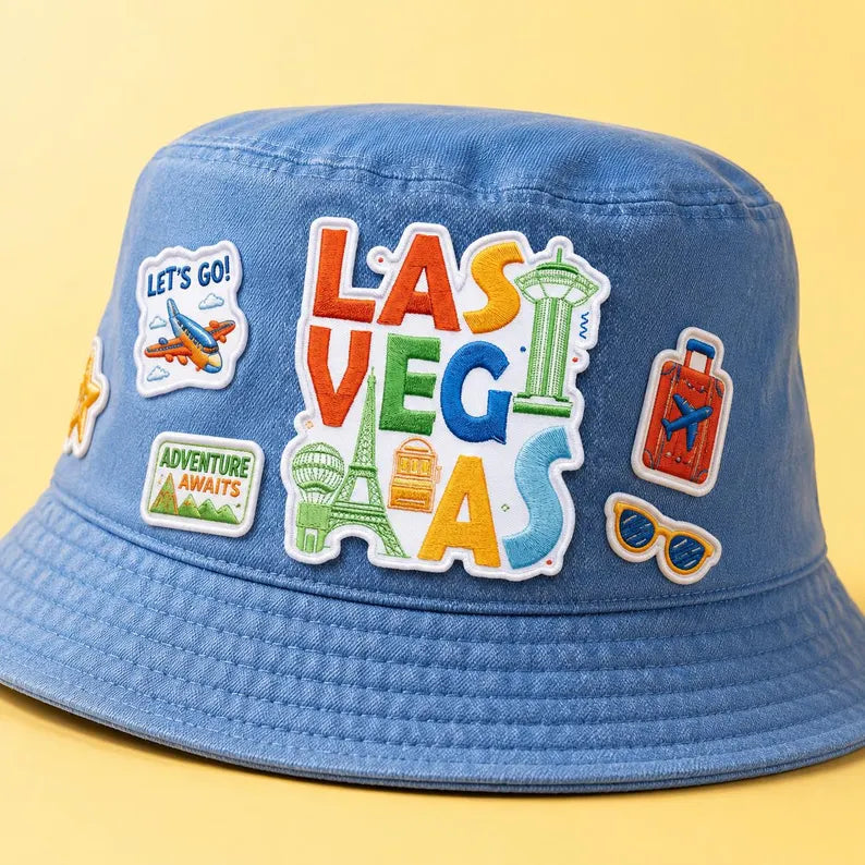Las Vegas Patch, Typographic City Embroidered Badge, Iconic Landmark Travel Iron On Patch, Backpack Accessory, Vegas Gift