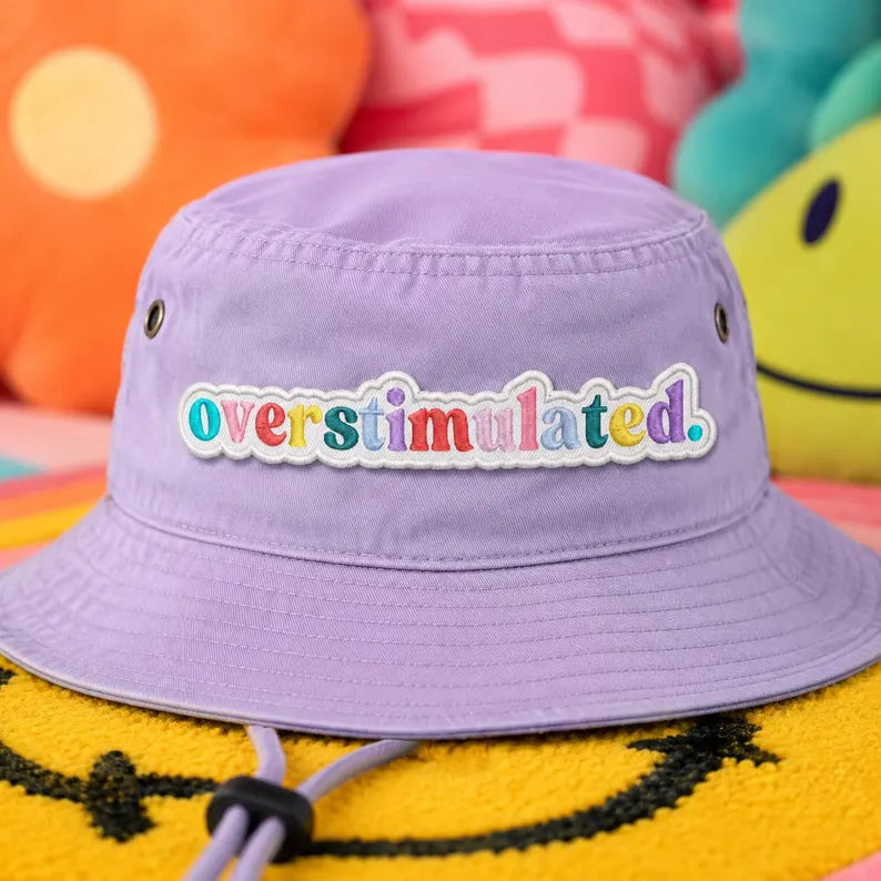Overstimulated Embroidered Patch, Funny Rainbow Letter Iron On Patches, Mental Health Humor Badge, Gift for Backpack Denim Jacket