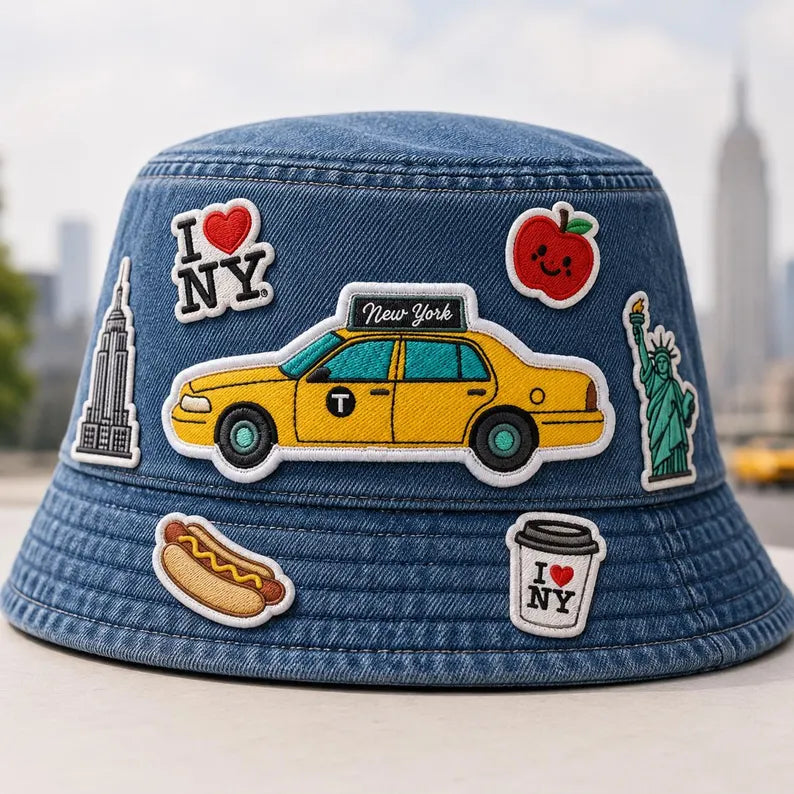 New York City Patch, Vintage Yellow Cab Embroidered NYC Badge, Travel Gift for Backpacker, Denim Jacket DIY