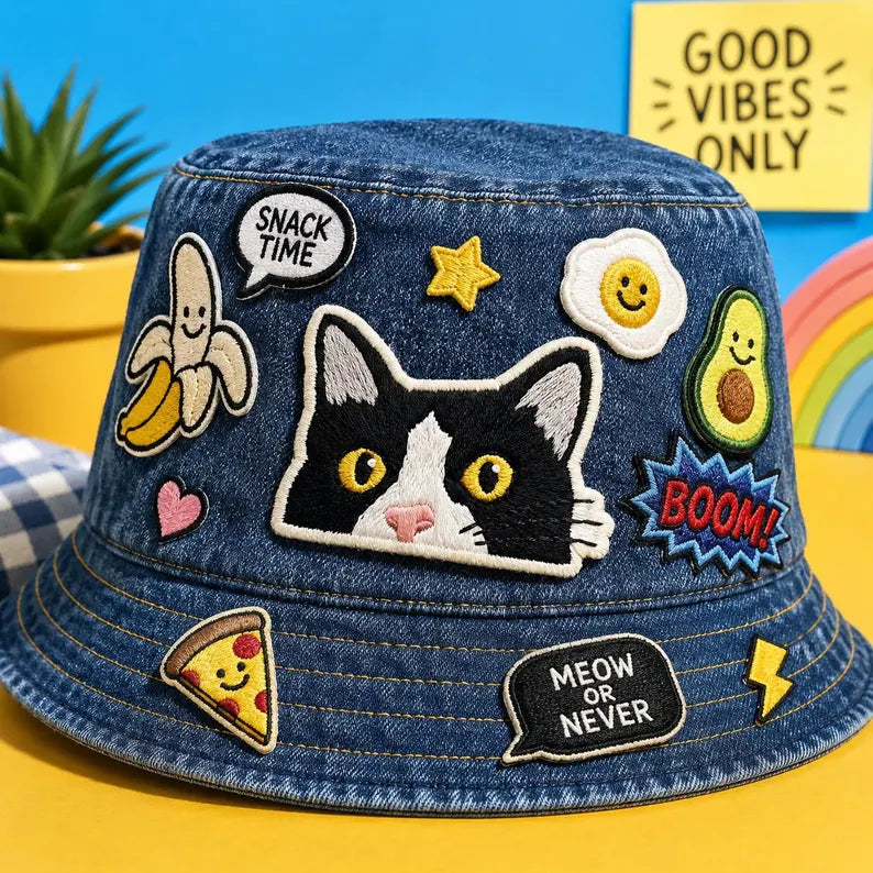 Cute Black Cat Embroidered Patch, Peeking Kitten Iron On Patch, Kawaii Animal Badge, Jacket Backpack Craft Gift Her