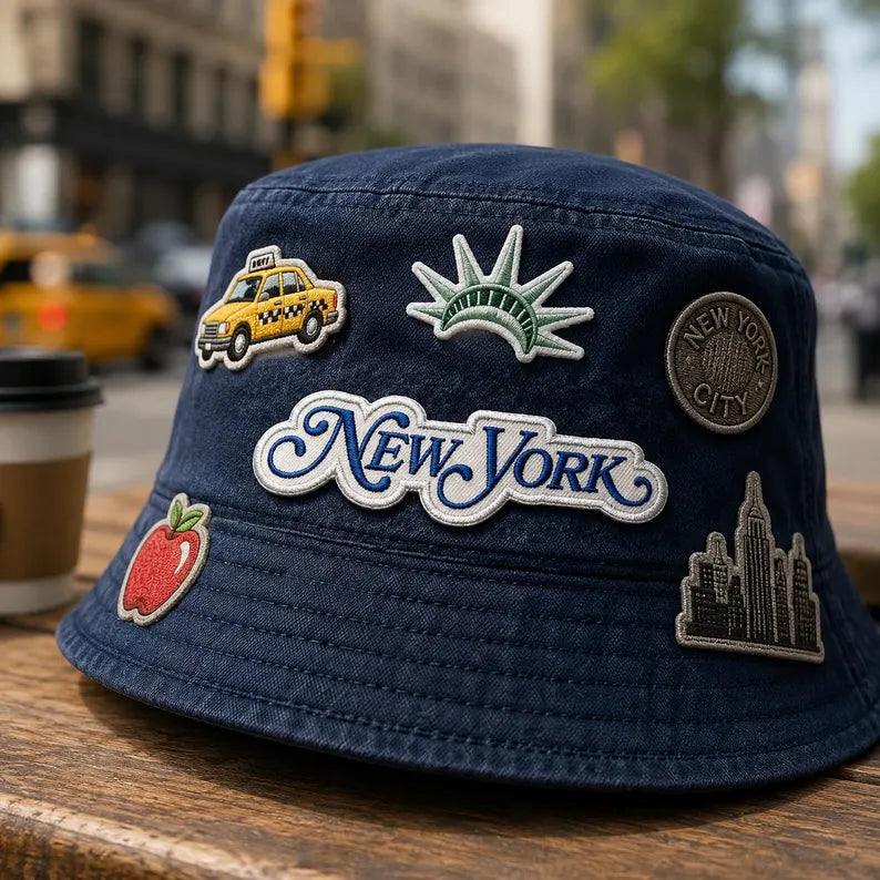 New York Script Embroidered Patch, Vintage NYC Iron On Patch, Cute Retro Royal Blue Badge, Big Apple Travel Jacket Backpack Gift, DIY Craft