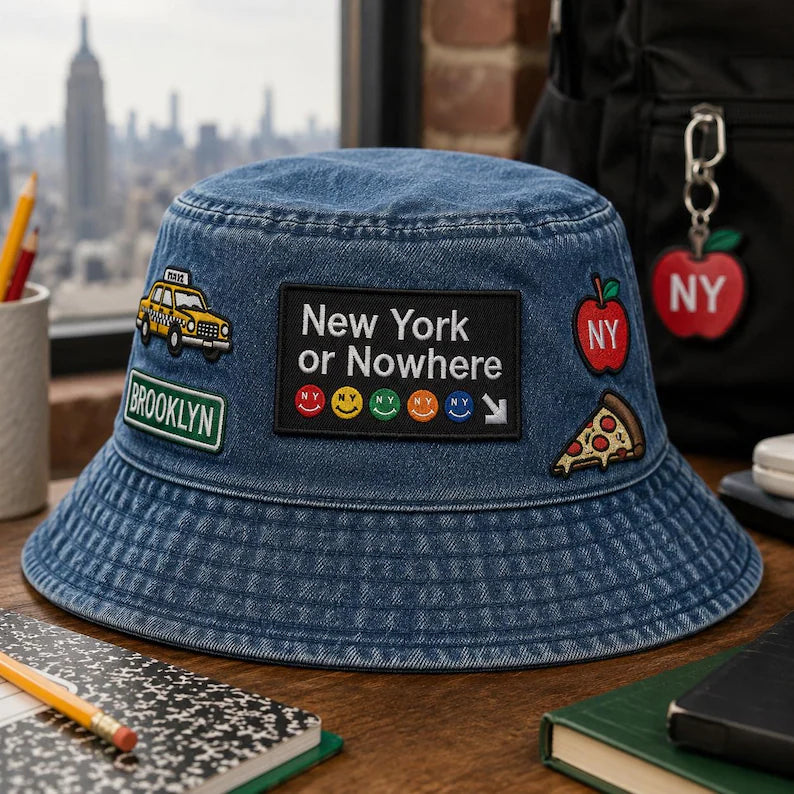 New York Or Nowhere Embroidered Patch, Vintage NYC Subway Sign Iron On Patch, Metro Smiley Badge, Big Apple Transit Jacket Backpack Gift