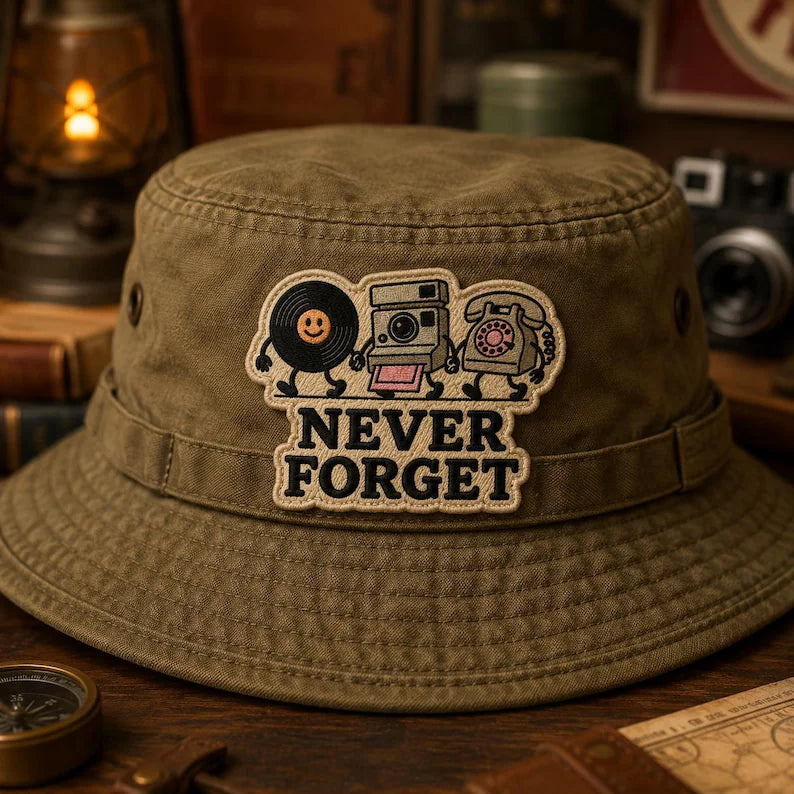 Never Forget Embroidered Patch, Retro Vinyl Camera Phone Bag Charm, Nostalgic 90s Patch, Funny Vintage Graphic For Backpack