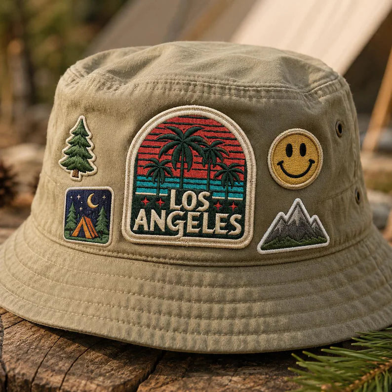 Vintage Los Angeles Embroidered Patch, Retro Sunset Palm Trees California Badge, West Coast Travel Souvenir, Denim Jacket DIY
