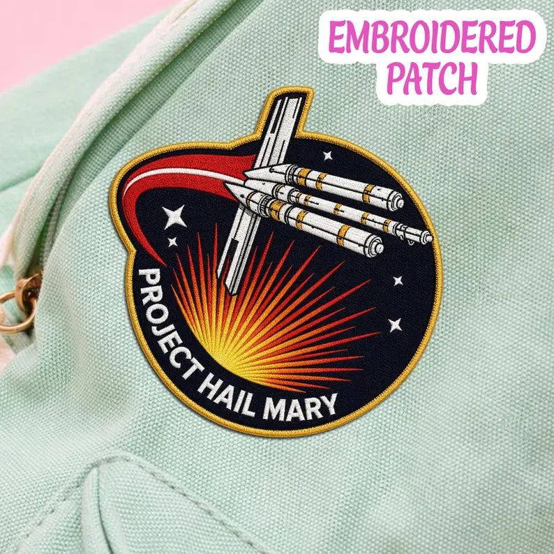 Project Hail Mary Embroidered Iron-On Patch, Sci-Fi Space Mission Badge, Astronomy Aerospace Apparel Detail