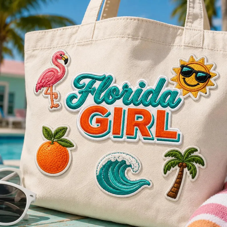 Florida Girl Embroidered Patch, Retro Florida Iron On Badge, Sunshine State, Gift For Friend Her
