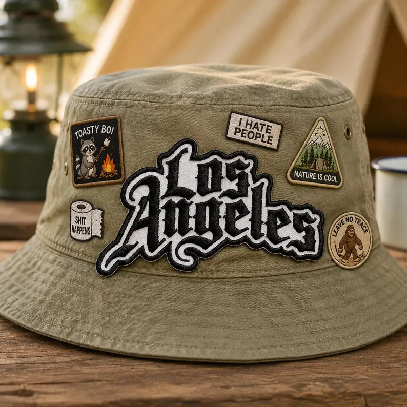 Los Angeles Patch, Old English Font Embroidered California Badge, Streetwear Iron On Patch, West Coast Travel Souvenir, Denim Jacket DIY