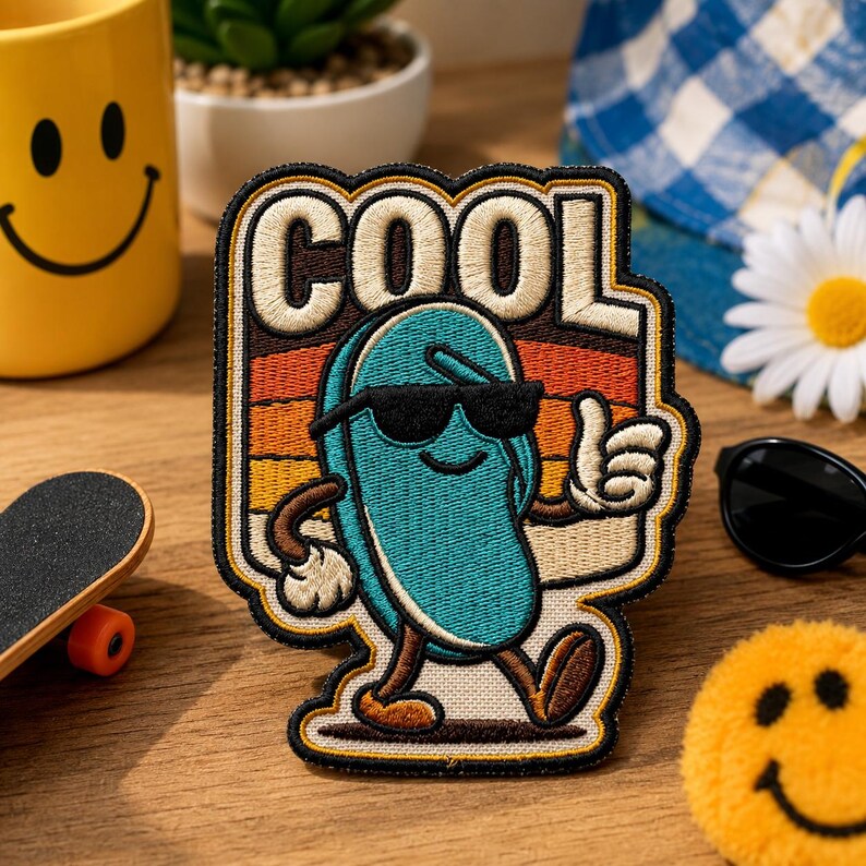Cool Slipper Embroidered Patch, Retro Flip Flop Iron On Patch, Vintage Cartoon Mascot Badge for Jackets Backpacks, Funny Summer Gift