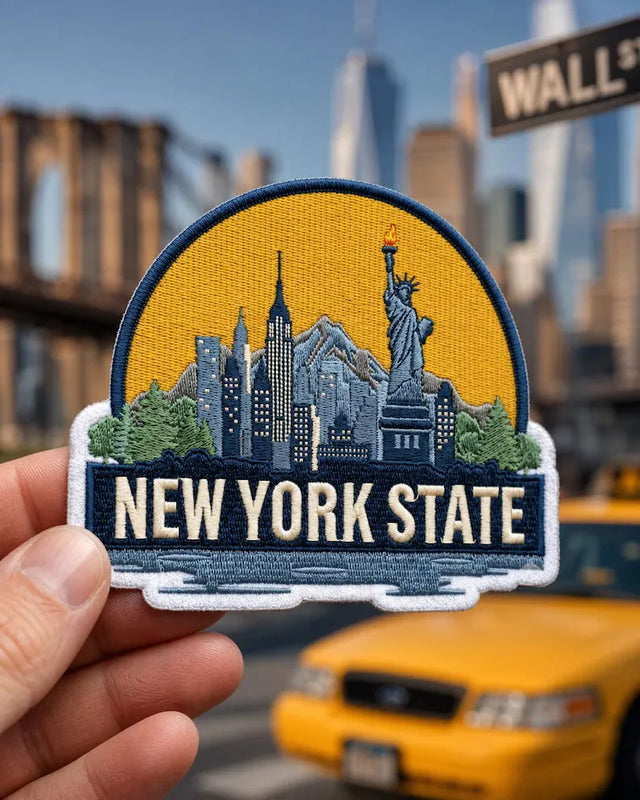 New York State Embroidered Patch, NYC Landscape Iron On Patch, Statue Of Liberty Embroidered Badge, Empire State Travel Jacket Backpack Gift