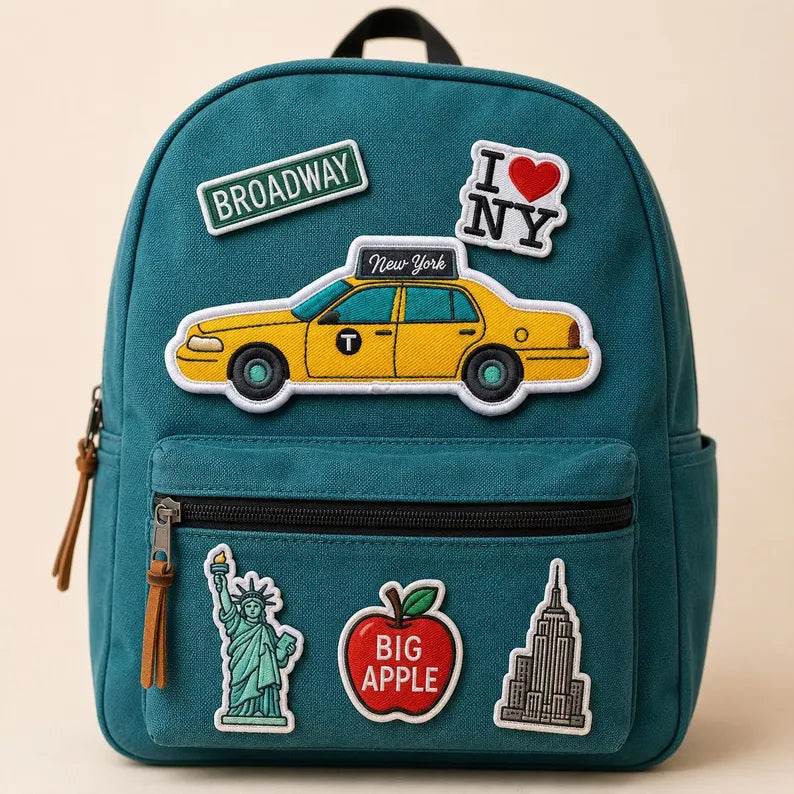 New York City Patch, Vintage Yellow Cab Embroidered NYC Badge, Travel Gift for Backpacker, Denim Jacket DIY