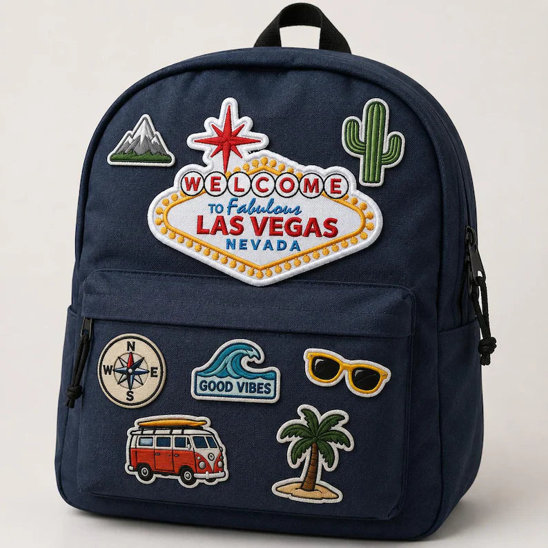 Welcome to Las Vegas Embroidered Patch, Retro Nevada Sign Embroidered Badge, West Coast Travel Gift, Denim Jacket DIY
