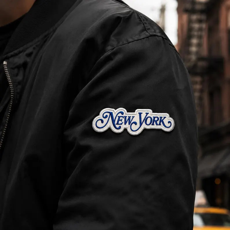 New York Script Embroidered Patch, Vintage NYC Iron On Patch, Cute Retro Royal Blue Badge, Big Apple Travel Jacket Backpack Gift, DIY Craft