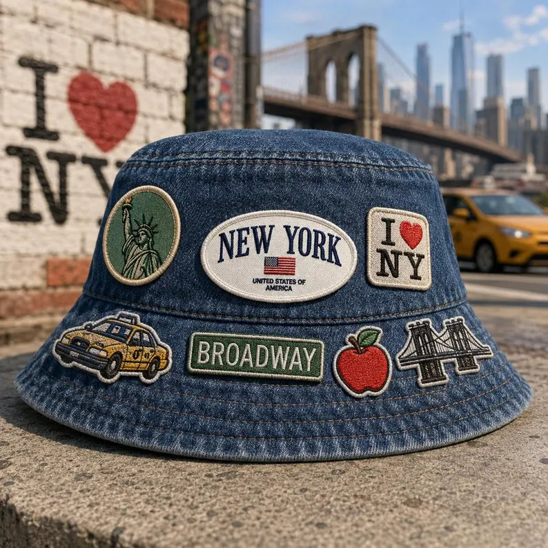 New York Flag Embroidered Patch, Vintage NYC Souvenir Iron On Patch, Classic Oval US Flag Badge, Americana Travel Jacket Backpack Gift