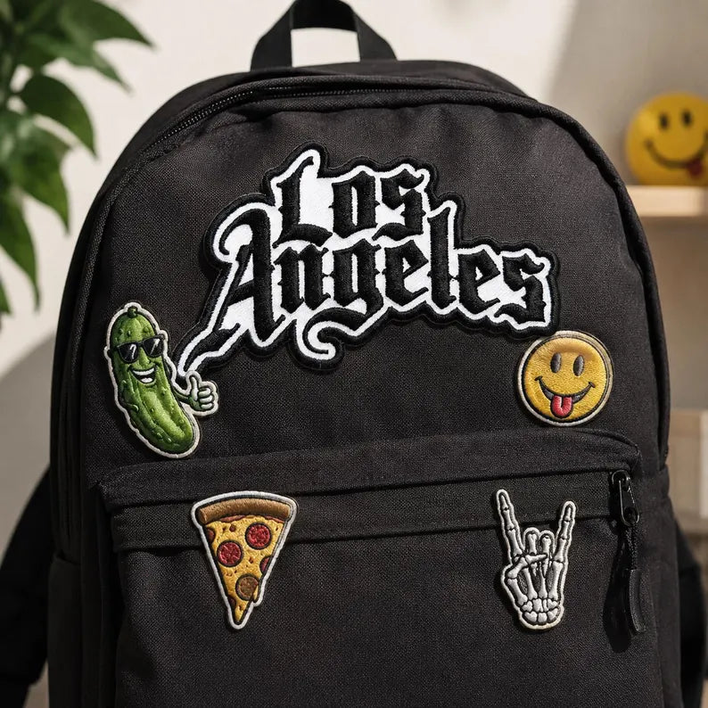 Los Angeles Patch, Old English Font Embroidered California Badge, Streetwear Iron On Patch, West Coast Travel Souvenir, Denim Jacket DIY