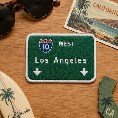 Los Angeles Embroidered Patch, Interstate 10 West Highway Sign Badge, Traffic Patch, California Road Trip Gift