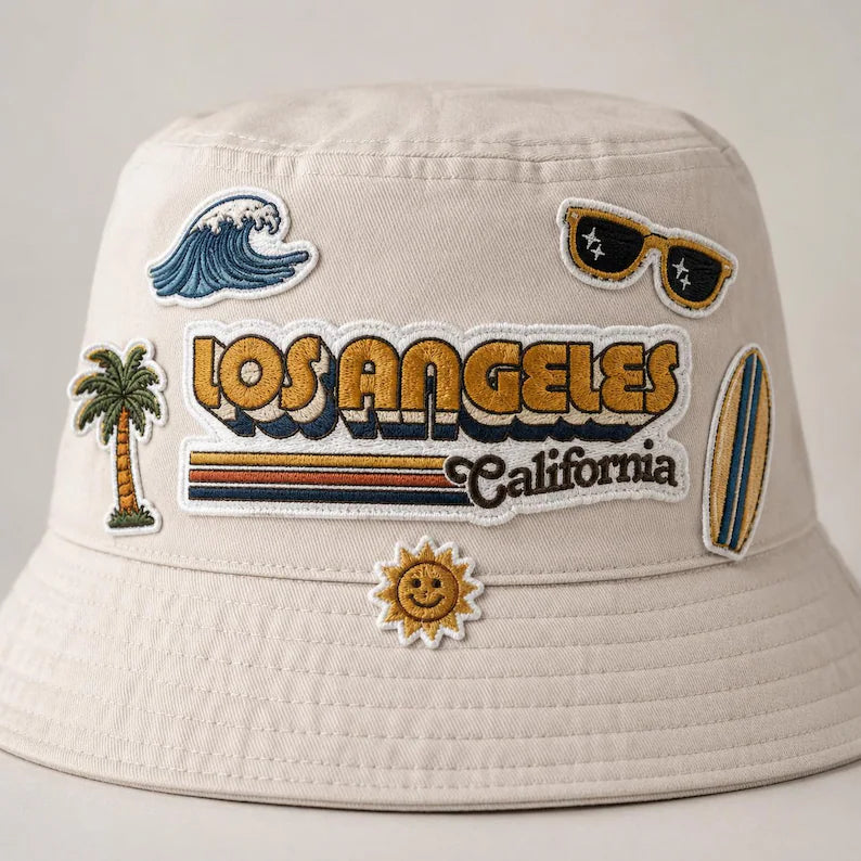 Los Angeles Embroidered Patch, 70s Retro Typography California Badge, Sunset Patch, West Coast Travel Gift For Friends