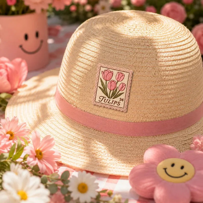 Floral Stamp Embroidered Patch, Vintage Flower Iron On Patches, Cottagecore Rose Tulip Lilies Badge, Cute Applique for Jacket Backpack Tote