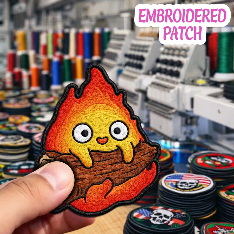 Embroidered Fire Spirit Patch, Anime Flame Iron On Badge, Backpack Jacket Accessory