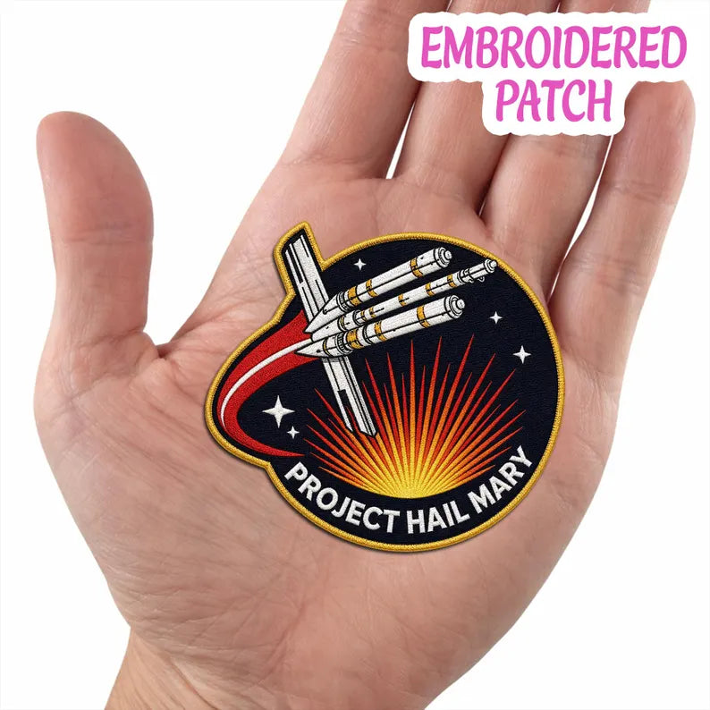 Project Hail Mary Embroidered Iron-On Patch, Sci-Fi Space Mission Badge, Astronomy Aerospace Apparel Detail