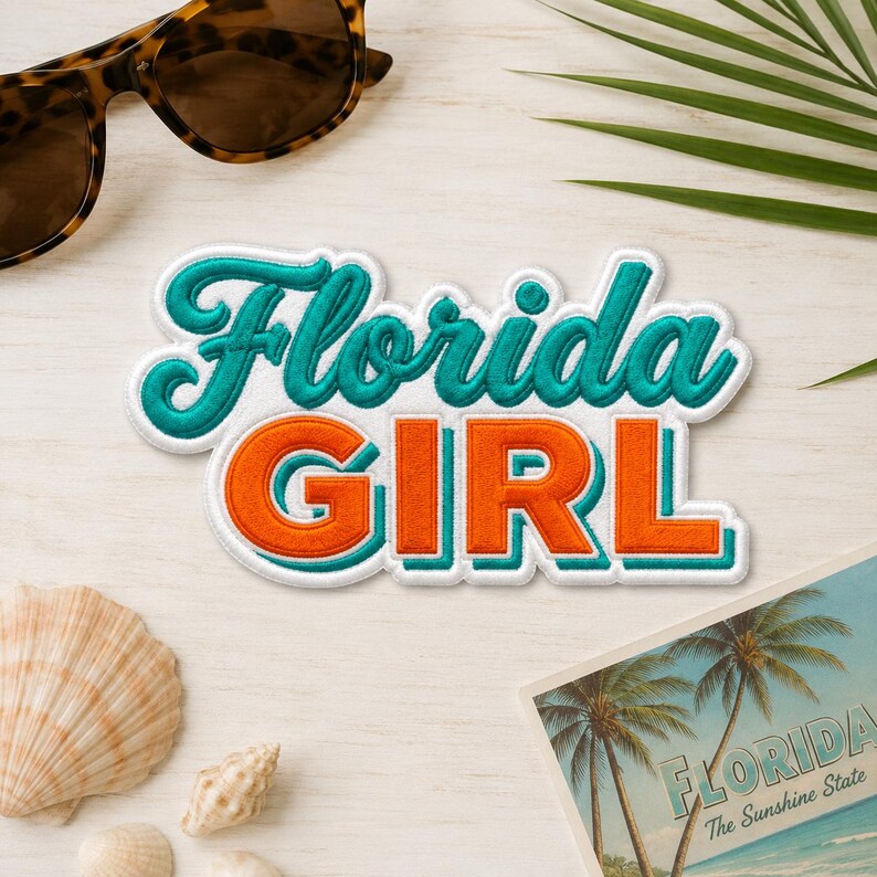 Florida Girl Embroidered Patch, Retro Florida Iron On Badge, Sunshine State, Gift For Friend Her