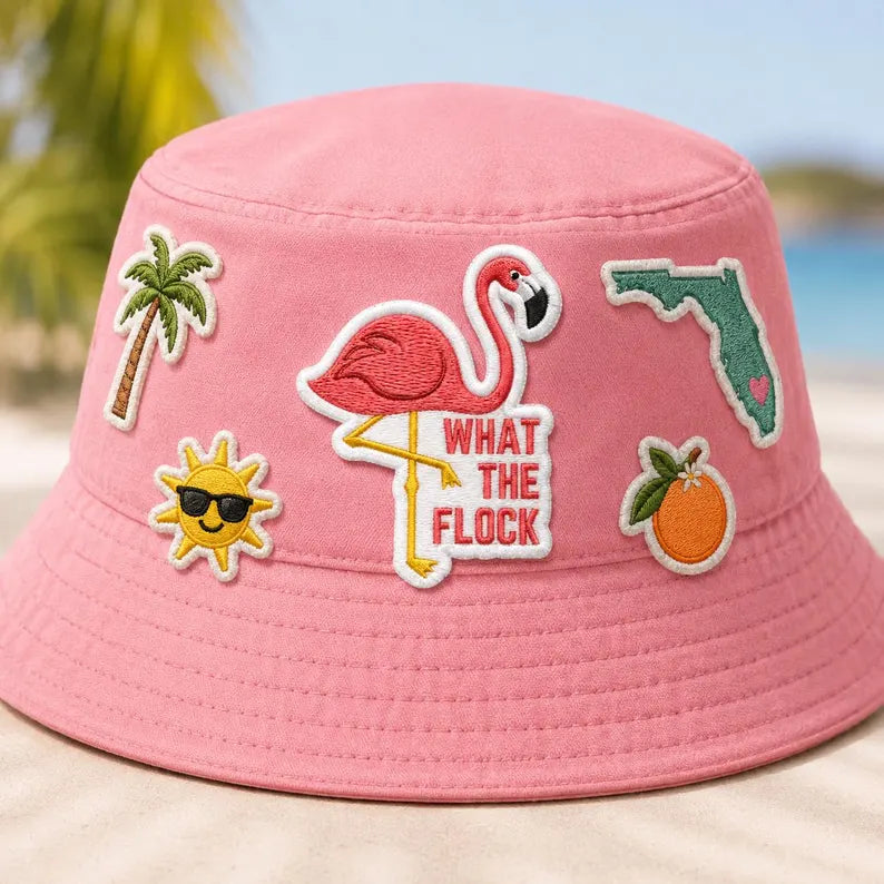 What the Flock Patch, Funny Flamingo Embroidered Badge, Retro Florida Tropical Patch, Gift for Flamingo Lovers, Denim Jacket DIY
