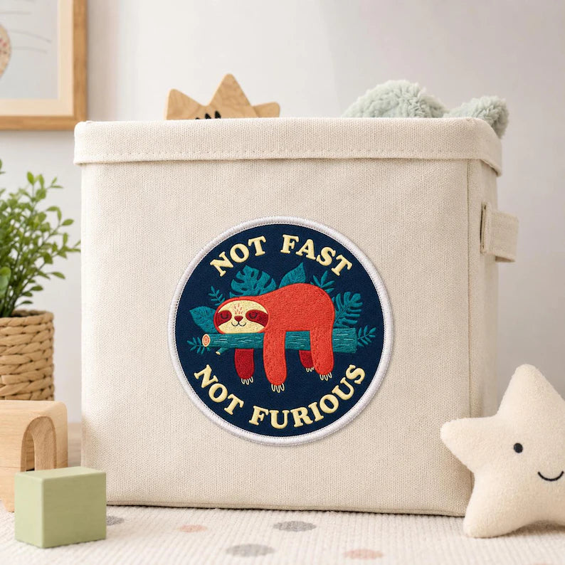 Funny Not Fast Not Furious Embroidered Patch, Retro Cute Animal Badge, Gift for Friends, DIY