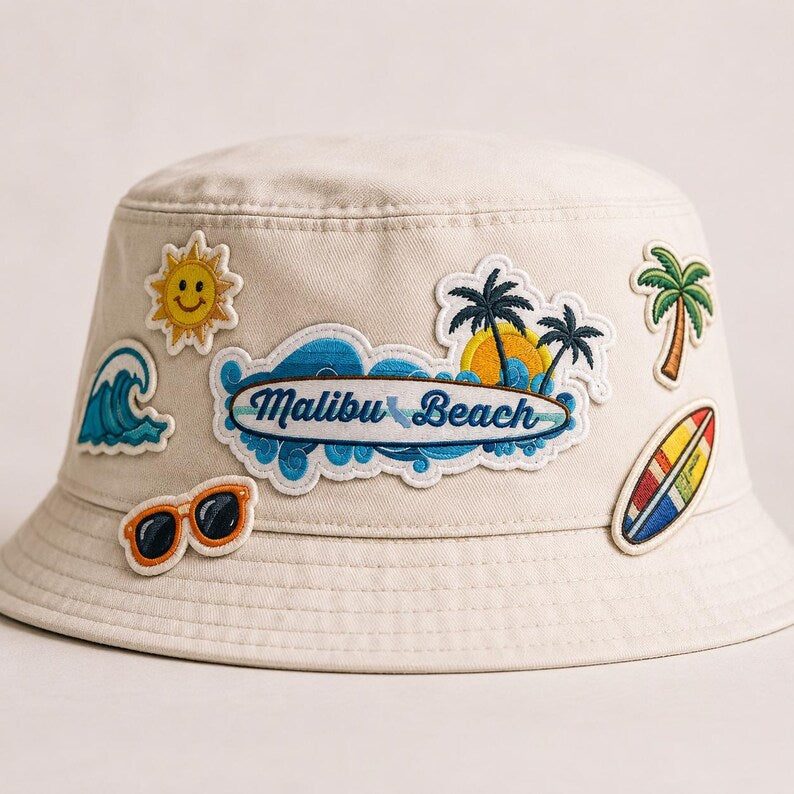 Malibu Beach Patch, Retro California Surfboard Embroidered Badge, Ocean Wave Iron On Patch, West Coast Travel Gift For Friends