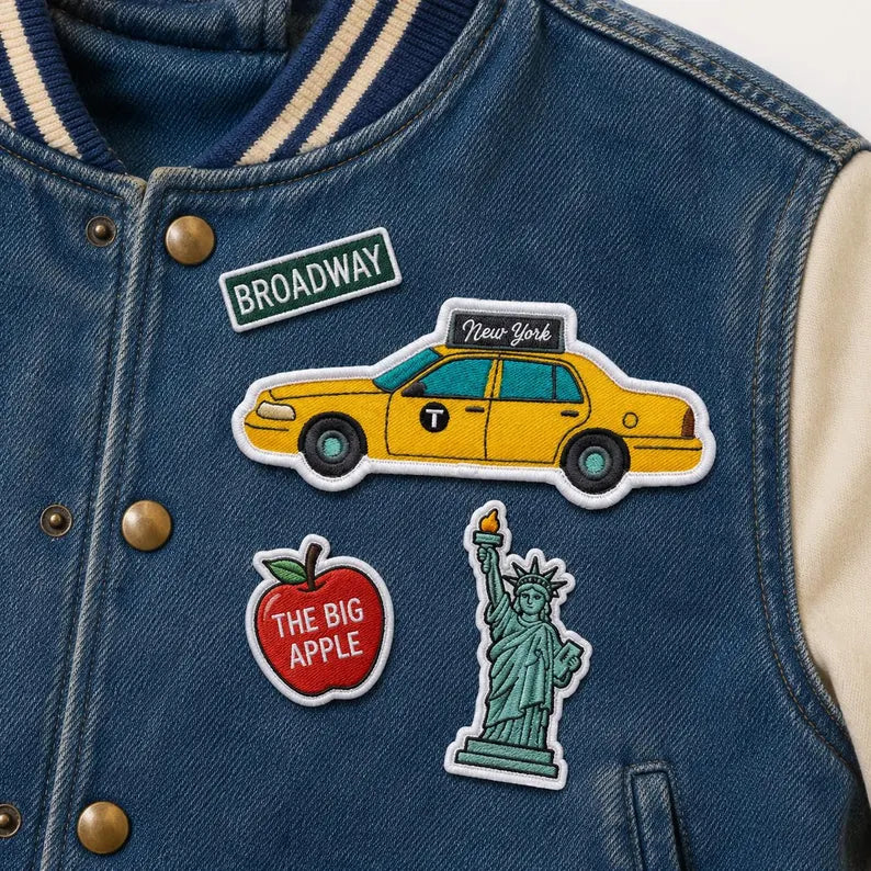 New York City Patch, Vintage Yellow Cab Embroidered NYC Badge, Travel Gift for Backpacker, Denim Jacket DIY