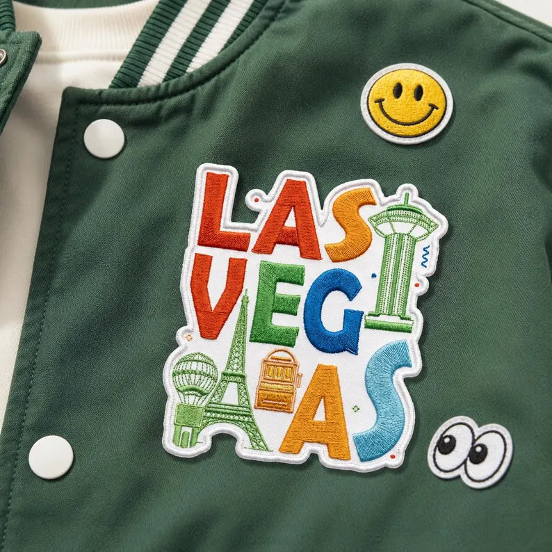 Las Vegas Patch, Typographic City Embroidered Badge, Iconic Landmark Travel Iron On Patch, Backpack Accessory, Vegas Gift