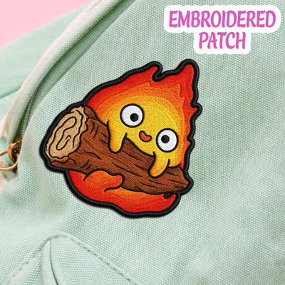 Embroidered Fire Spirit Patch, Anime Flame Iron On Badge, Backpack Jacket Accessory