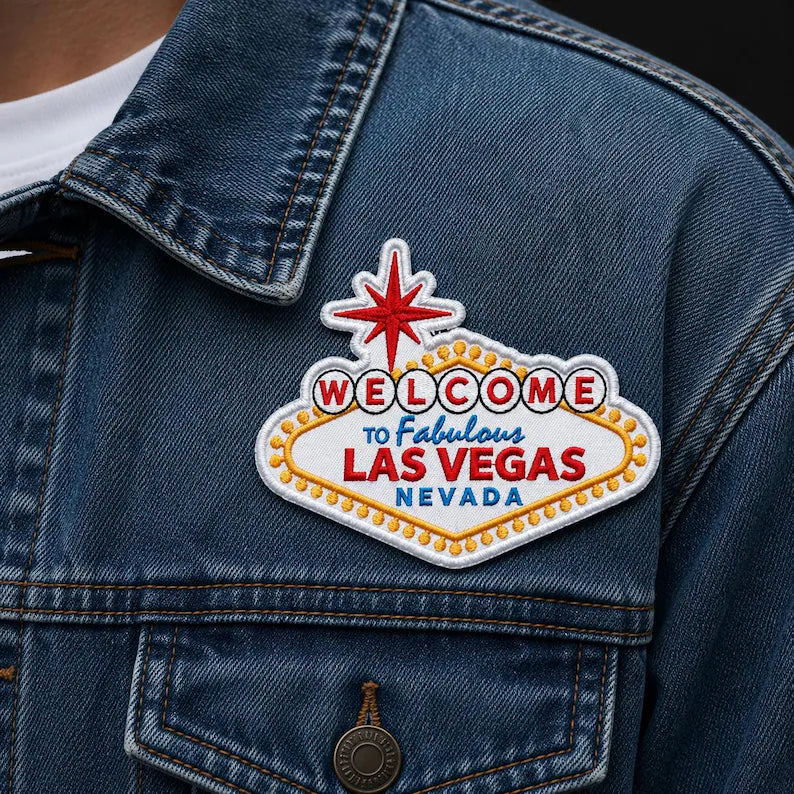 Welcome to Las Vegas Embroidered Patch, Retro Nevada Sign Embroidered Badge, West Coast Travel Gift, Denim Jacket DIY