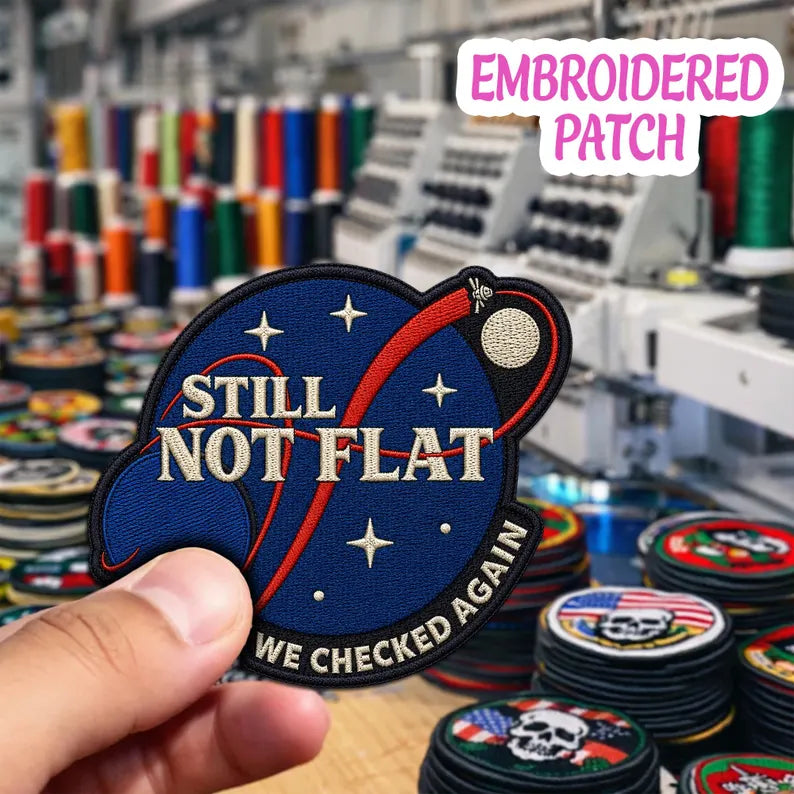 Still Not Flat Embroidered Space Patch, Astronomy Science Iron-On Badge