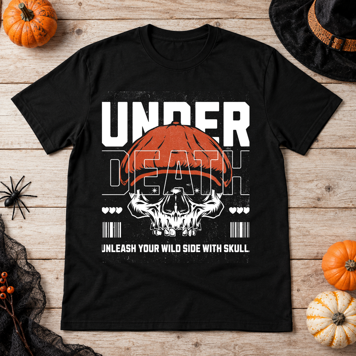 Under Death T-Shirt – Skull & Reaper Gothic Graphic Graphic Tee - Color: black