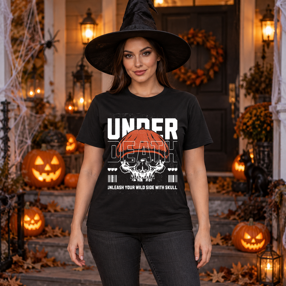 Under Death T-Shirt – Skull & Reaper Gothic Graphic Graphic Tee - Color: black