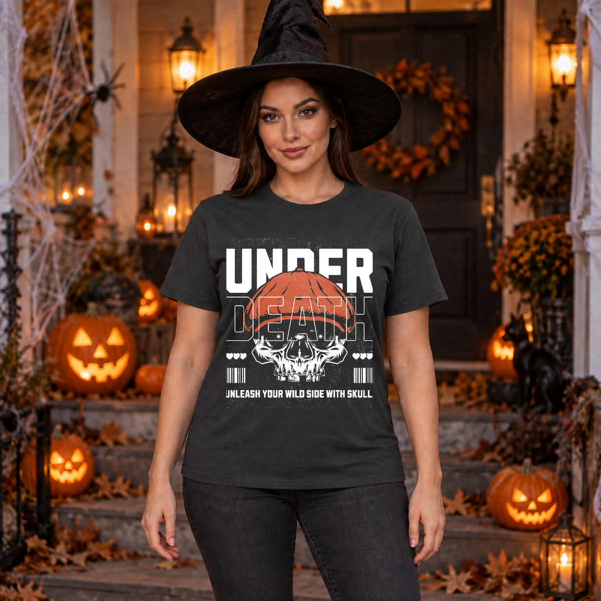 Under Death T-Shirt – Skull & Reaper Gothic Graphic Graphic Tee - Color: charcoal