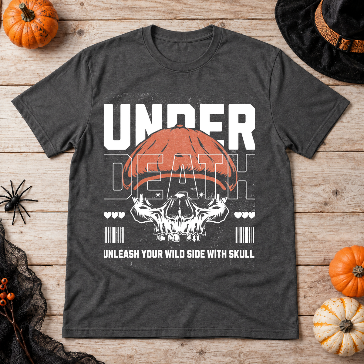 Under Death T-Shirt – Skull & Reaper Gothic Graphic Graphic Tee - Color: dark heather