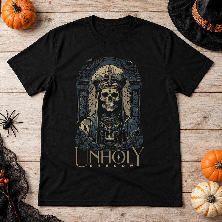 Unholy Shadow T-Shirt – Skull & Reaper Gothic Graphic Graphic Tee - Color: black