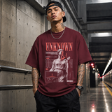Unknown Stories Statue T-Shirt – Dark Editorial / Gothic Streetwear Tee - Color: Maroon