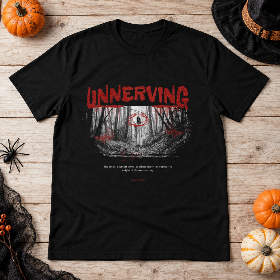 Unnerving T-Shirt – Classic Halloween Graphic Design Graphic Tee - Color: black