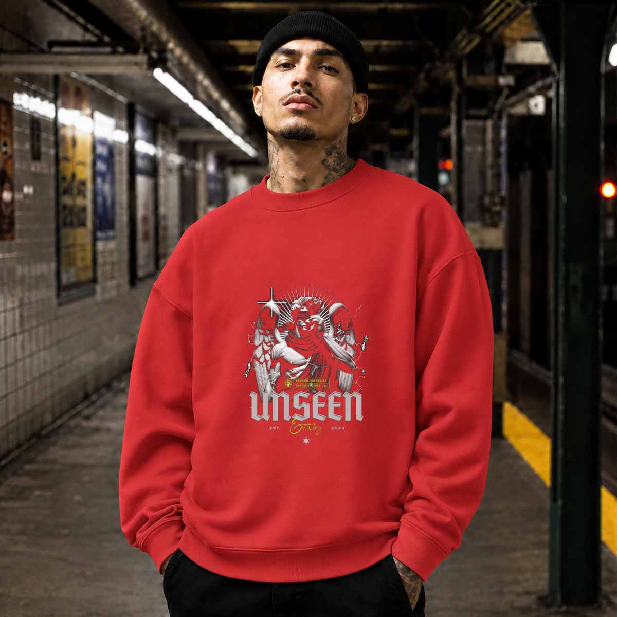 Unseen Entity Angel T-Shirt – Dark Art / Renaissance Aesthetic Graphic Tee - Color: red
