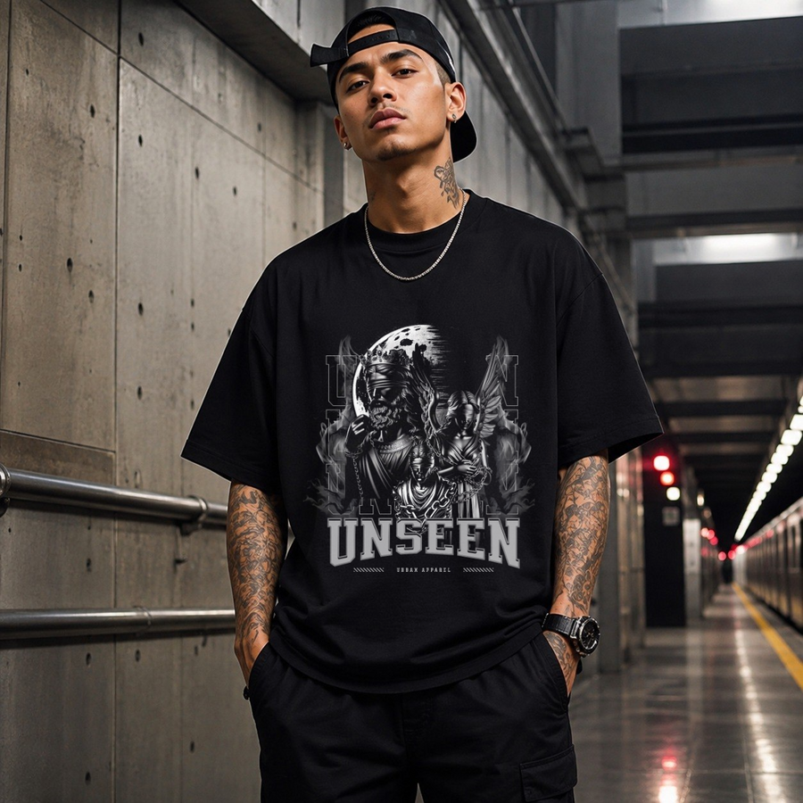 Unseen Reaper Statue T-Shirt – Dark Editorial / Gothic Streetwear Tee - Color: Black
